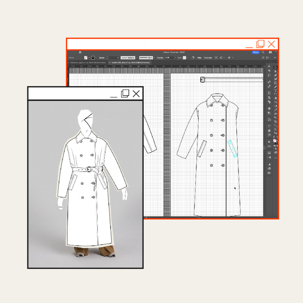Технический рисунок одежды в adobe illustrator